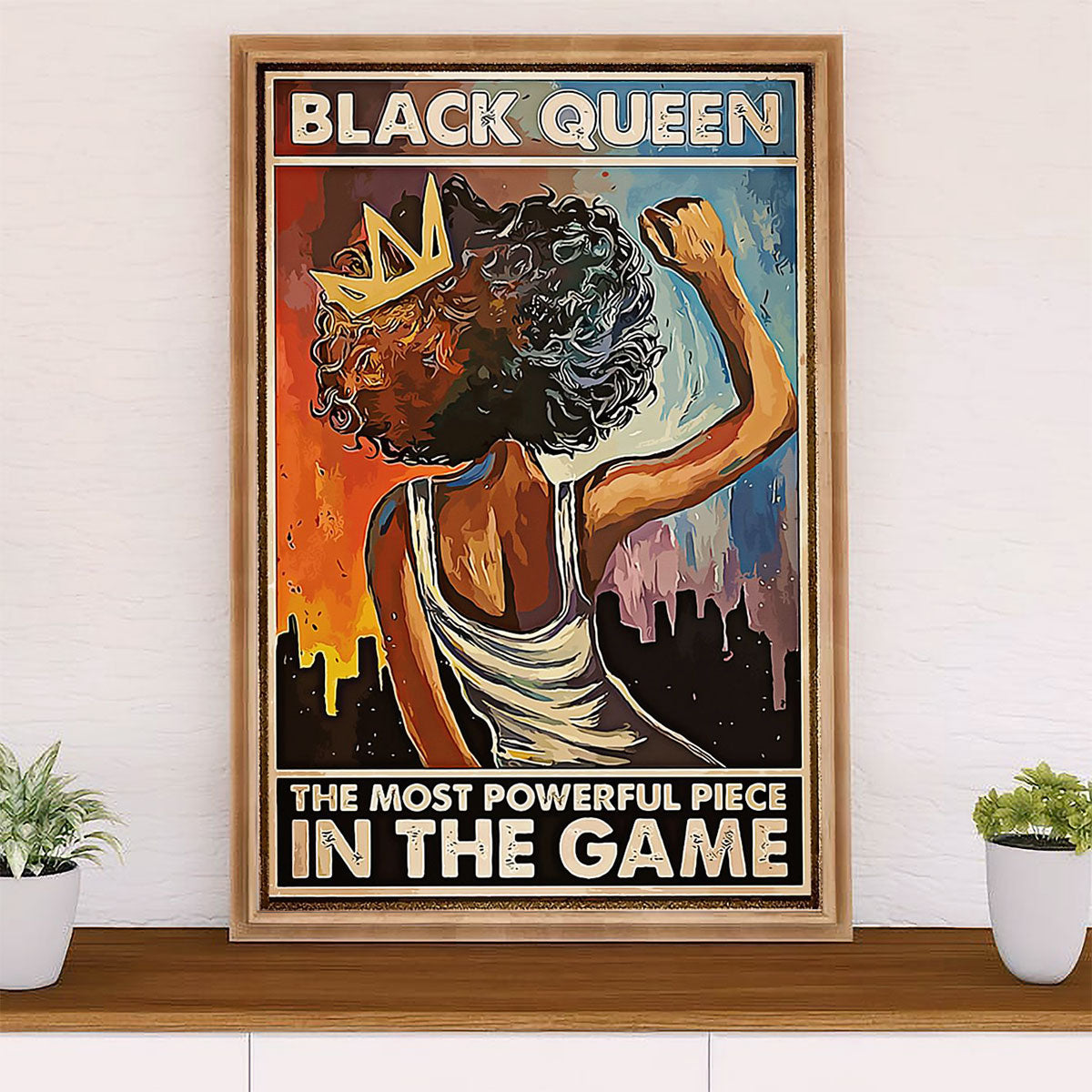 African American Afro Poster Prints | Black Queen | Wall Art Gift for Black Girl