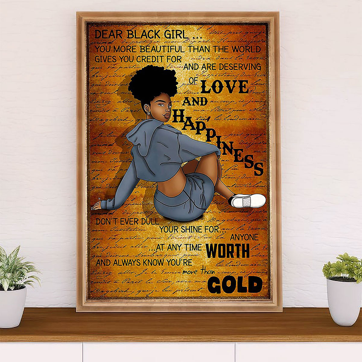 African American Afro Poster Prints | Dear Black Girl | Wall Art Gift for Black Girl