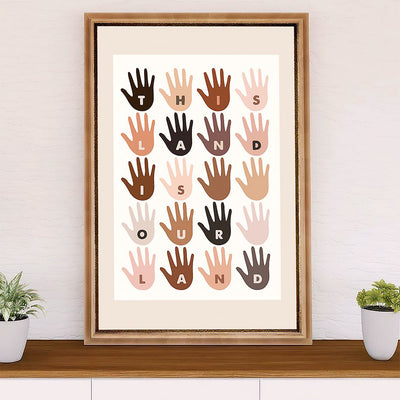 African American Afro Poster Prints | This Land Is Our Land | Wall Art Gift for Black Girl