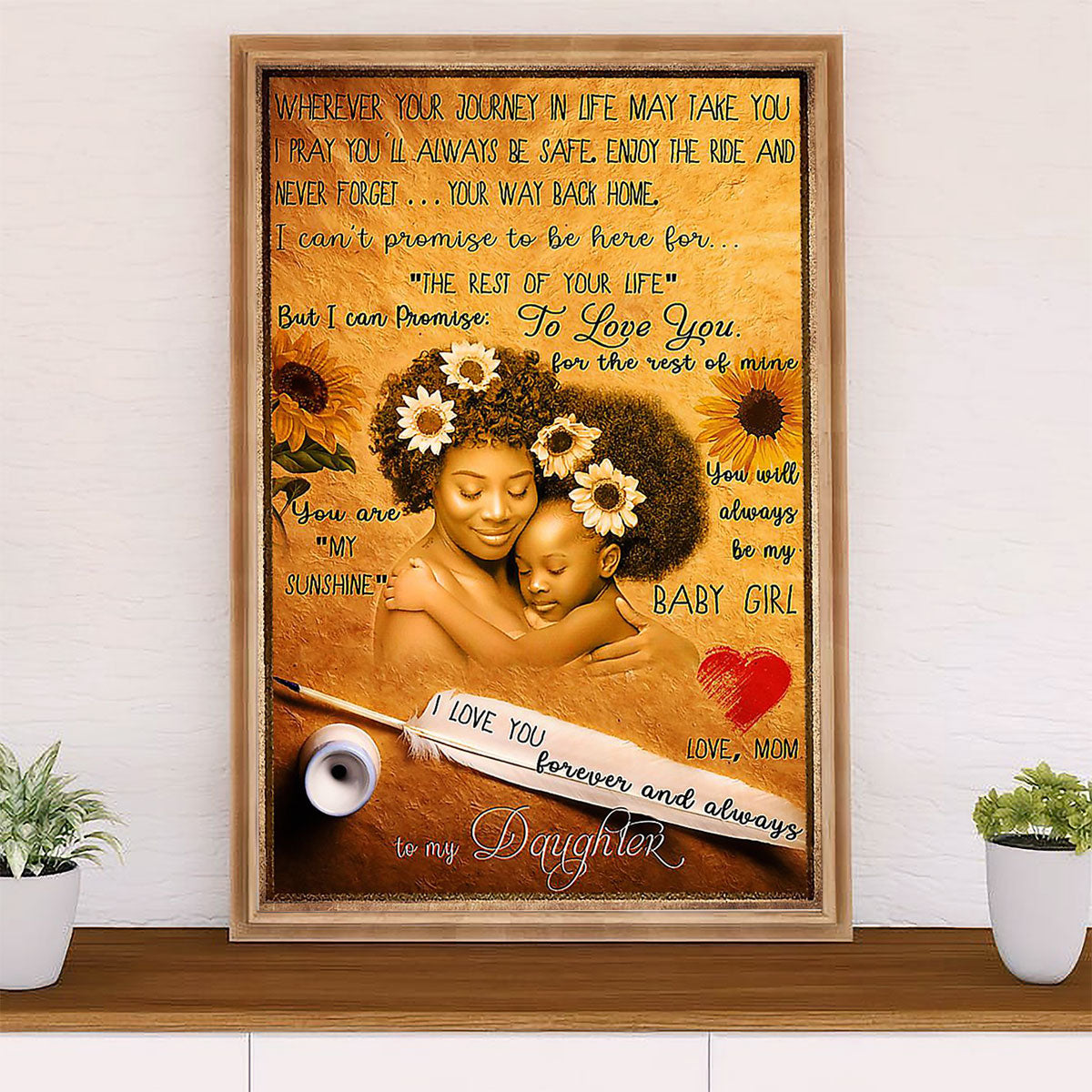 African American Afro Poster Prints | From Mom To Daughter | Wall Art Gift for Black Girl