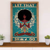 African American Afro Poster Prints | Yoga Girl Let That Shlt Go | Wall Art Gift for Black Girl