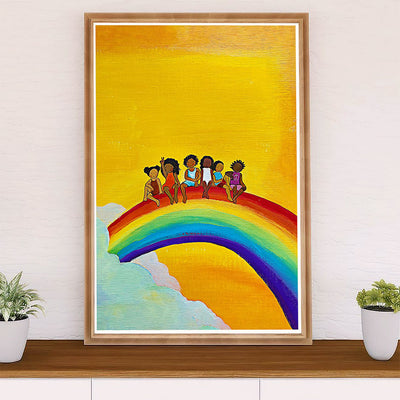 African American Afro Poster Prints | Black Kids & Rainbow | Wall Art Gift for Black Girl