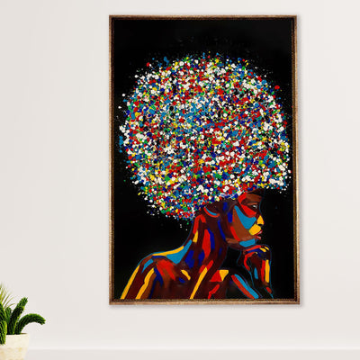 African American Afro Canvas Wall Art Prints | Colorful Afro Hair Painting | Gift for Black Girl