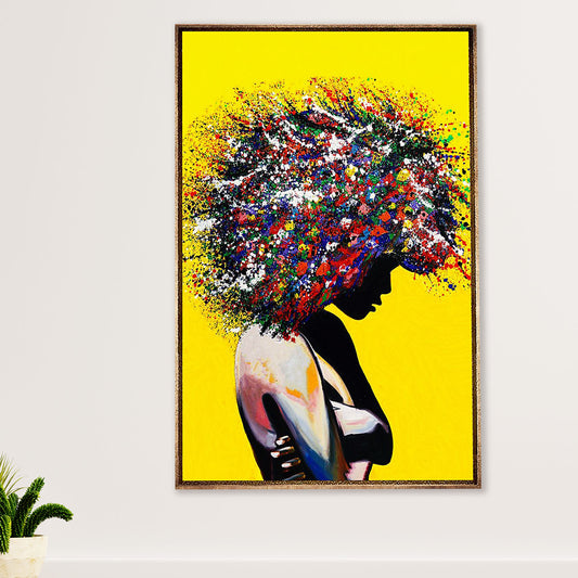African American Afro Canvas Wall Art Prints | Colorful Afro Hair Painting | Gift for Black Girl