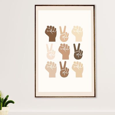 African American Afro Canvas Wall Art Prints | Fighting Together | Gift for Black Girl