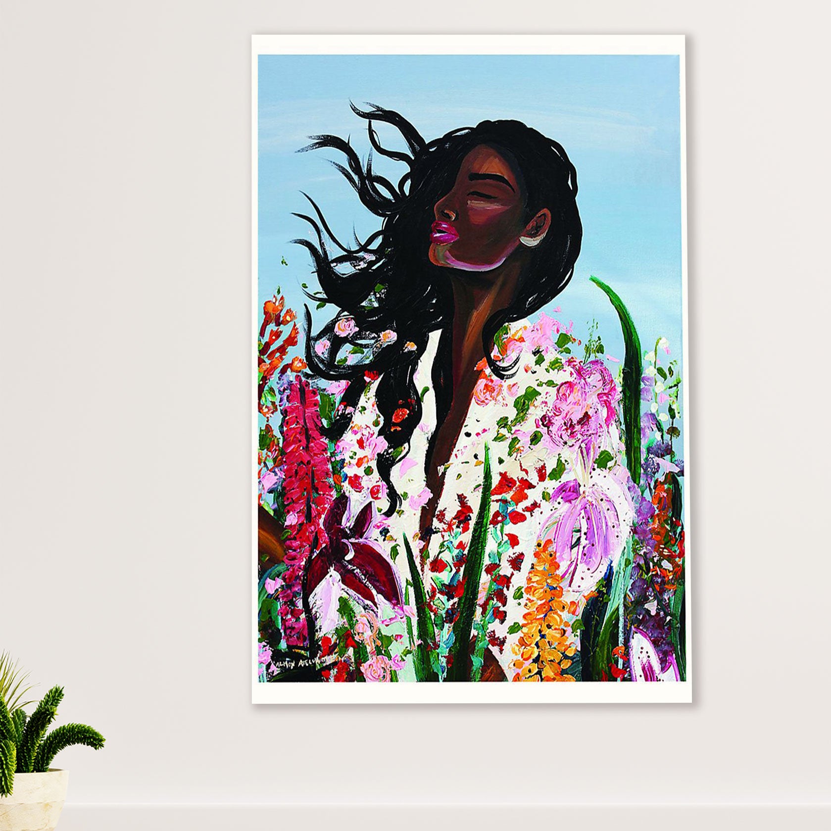African American Afro Poster Prints | Black Girl Painting | Wall Art Gift for Black Girl