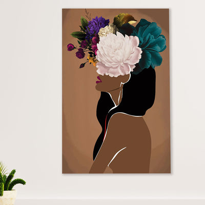 African American Afro Canvas Wall Art Prints | Flower Girl | Gift for Black Girl