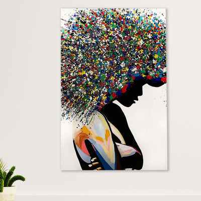African American Afro Poster Prints | Colorful Afro Hair Painting | Wall Art Gift for Black Girl