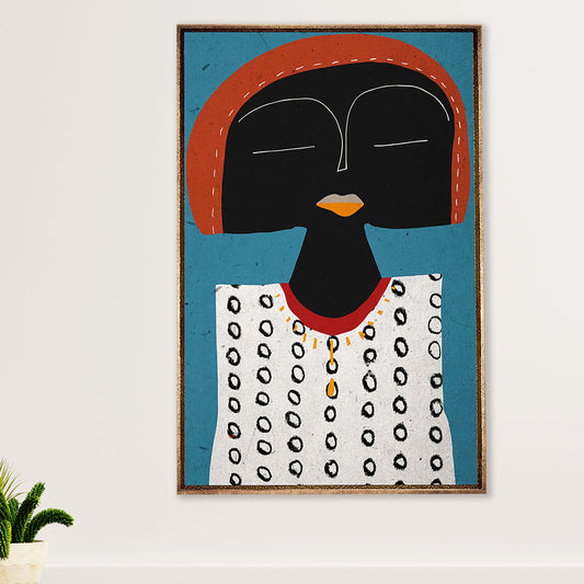 African American Afro Canvas Wall Art Prints | Potrait Art | Gift for Black Girl
