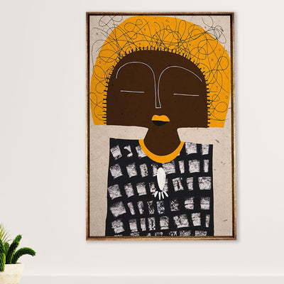 African American Afro Canvas Wall Art Prints | Potrait Art | Gift for Black Girl