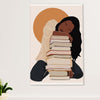 African American Afro Canvas Wall Art Prints | Girl & Books | Gift for Black Girl