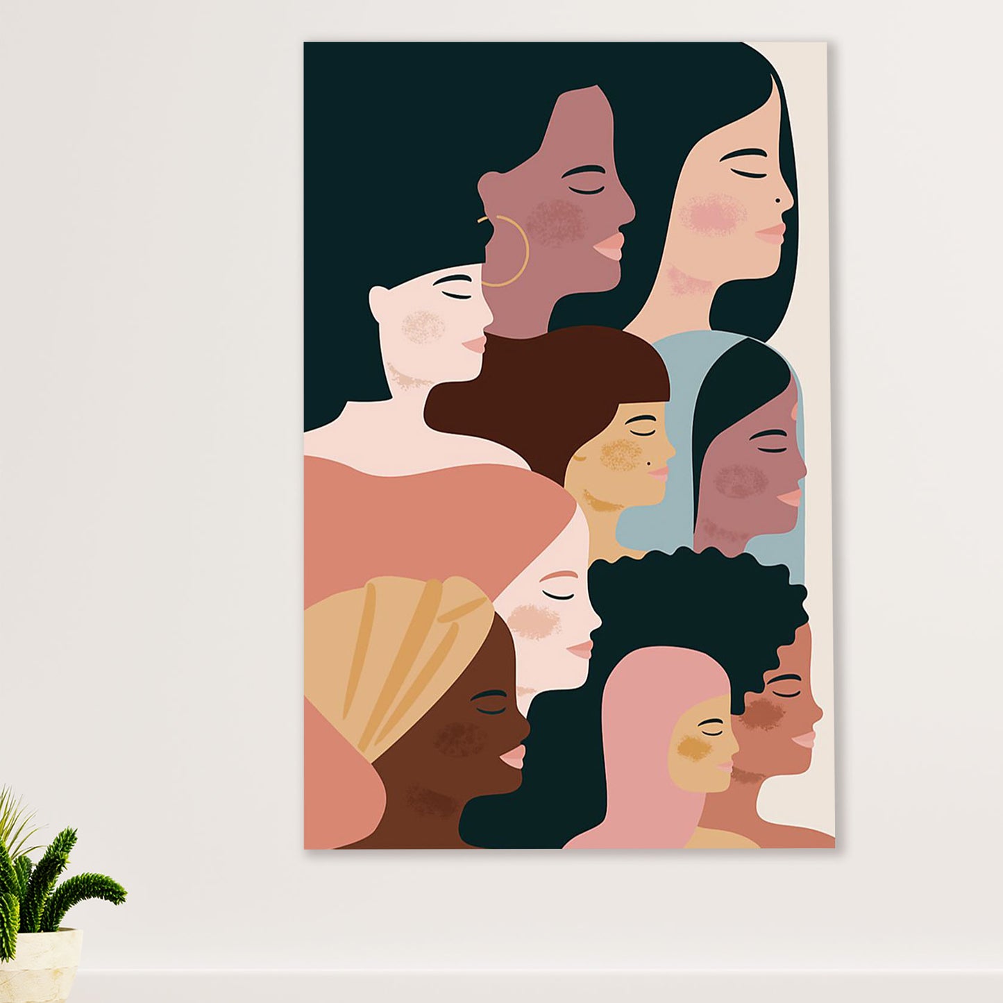 African American Afro Canvas Wall Art Prints | Different Colors | Gift for Black Girl