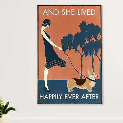 Corgi Dog Poster Prints | Lady & Welsh Cardigan Corgi | Wall Art Gift for Corgi Puppies Lover