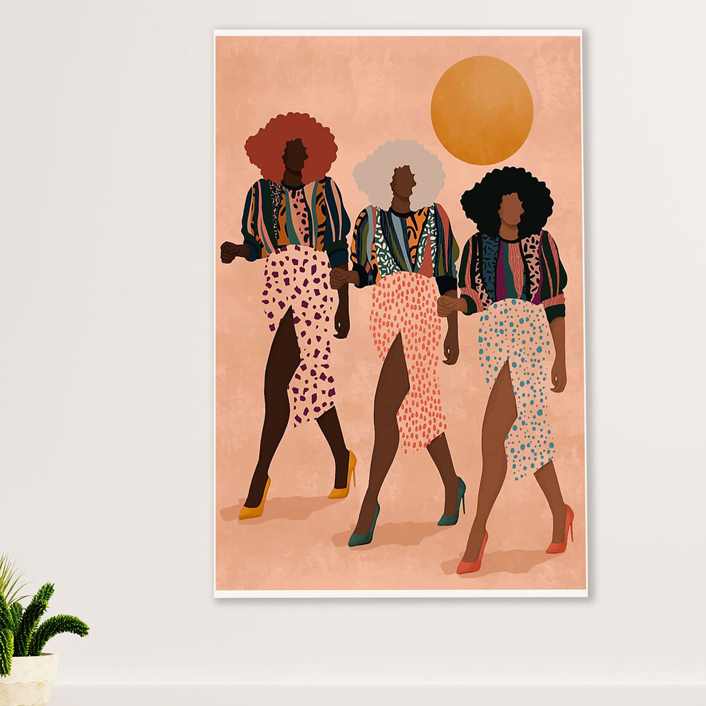 African American Afro Canvas Wall Art Prints | Afro Ladies | Gift for Black Girl