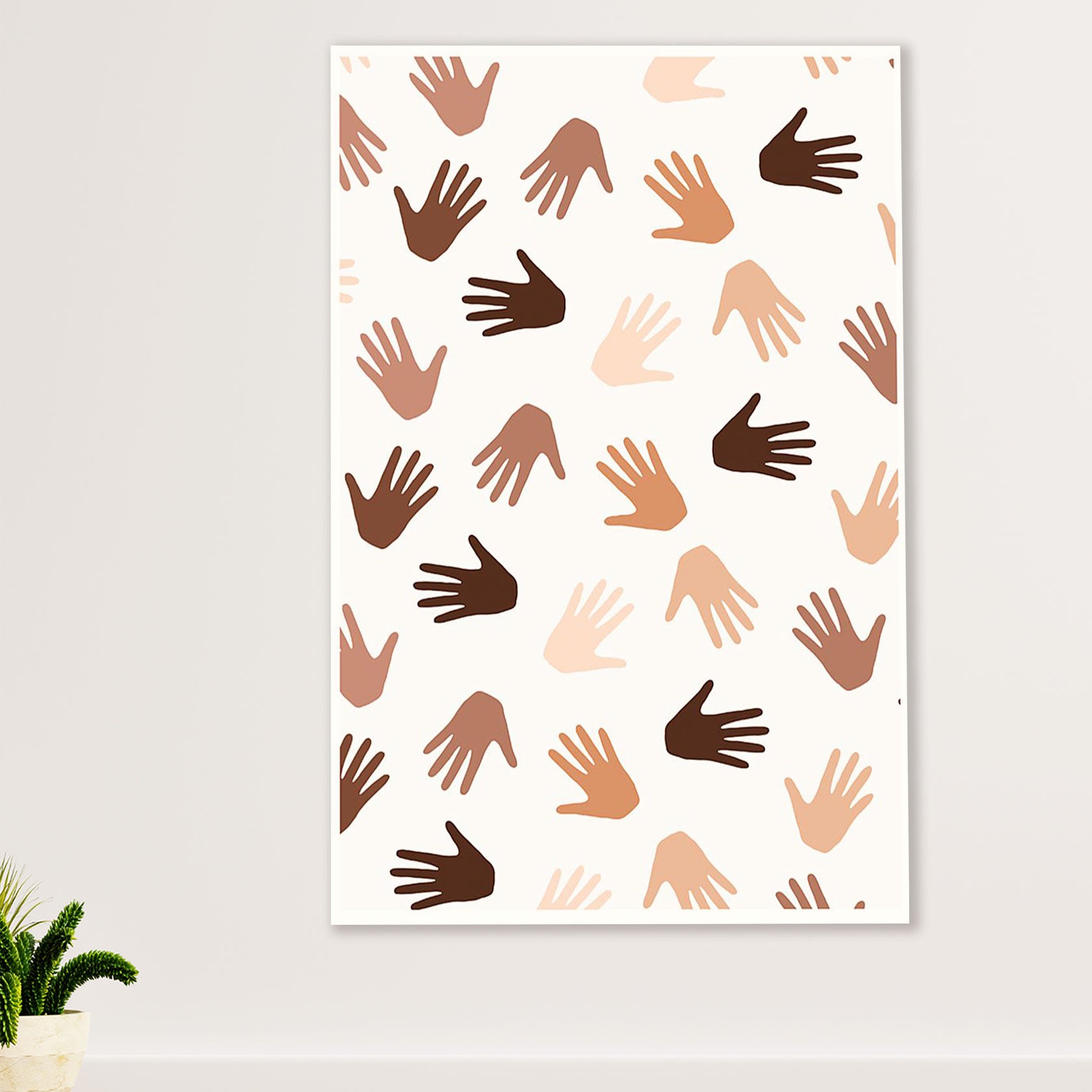 African American Afro Poster Prints | United World - Hands color | Wall Art Gift for Black Girl