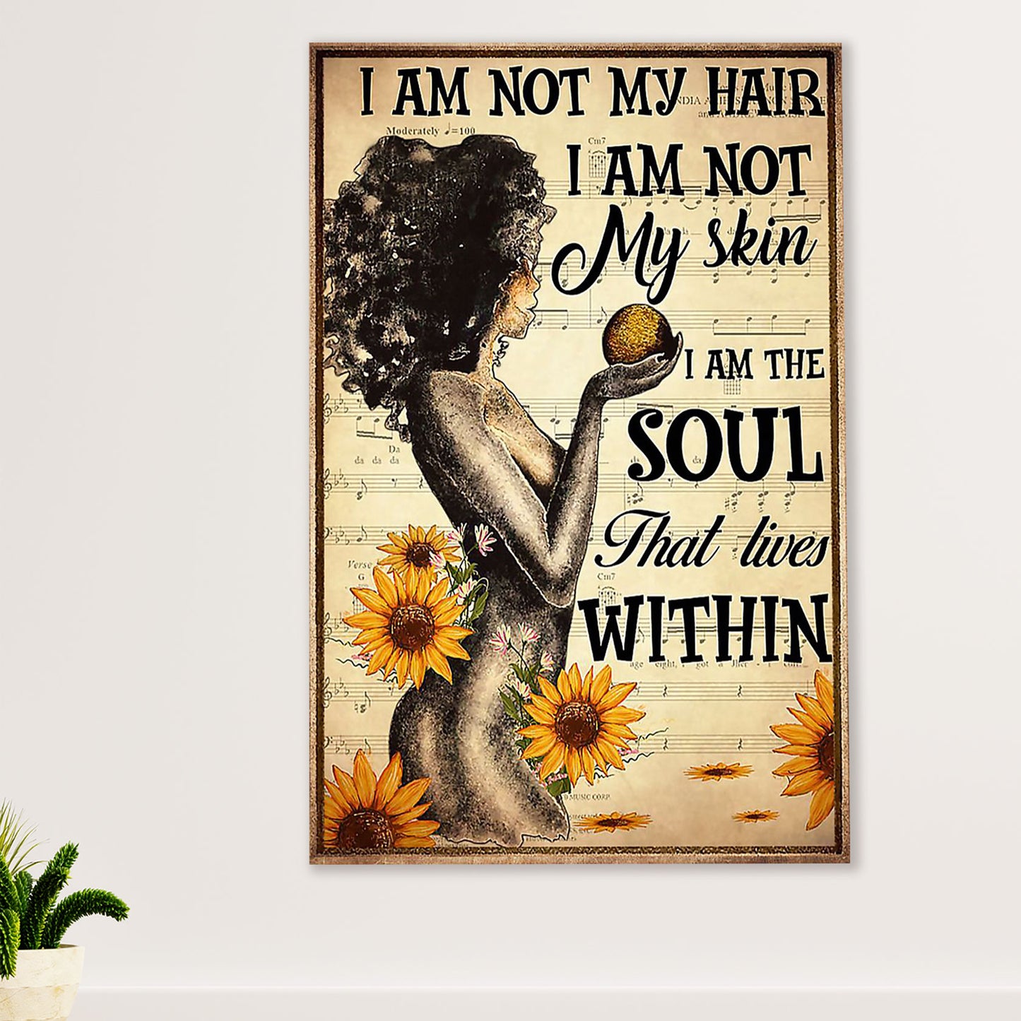 African American Afro Poster Prints | I Am Not My Hair | Wall Art Gift for Black Girl