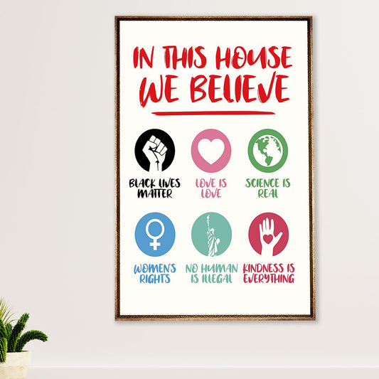 African American Afro Canvas Wall Art Prints | In This House We Believe | Gift for Black Girl