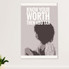 African American Afro Poster Prints | Know Your Worth Then Add Tax | Wall Art Gift for Black Girl