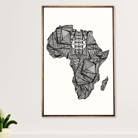 African American Afro Canvas Wall Art Prints | Africa Map | Gift for Black Girl