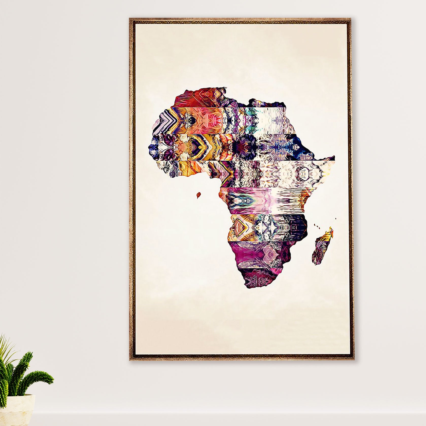 African American Afro Canvas Wall Art Prints | Africa Map | Gift for Black Girl