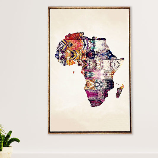 African American Afro Canvas Wall Art Prints | Africa Map | Gift for Black Girl