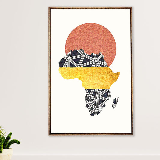 African American Afro Canvas Wall Art Prints | Africa Map | Gift for Black Girl