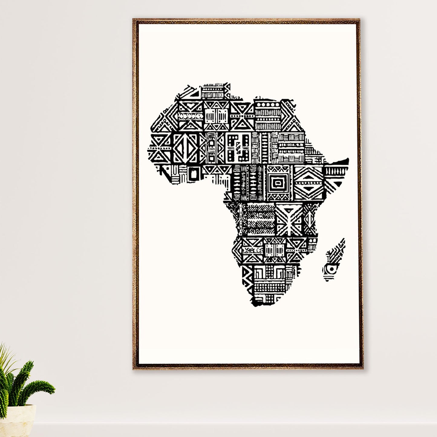 African American Afro Canvas Wall Art Prints | Africa Map | Gift for Black Girl