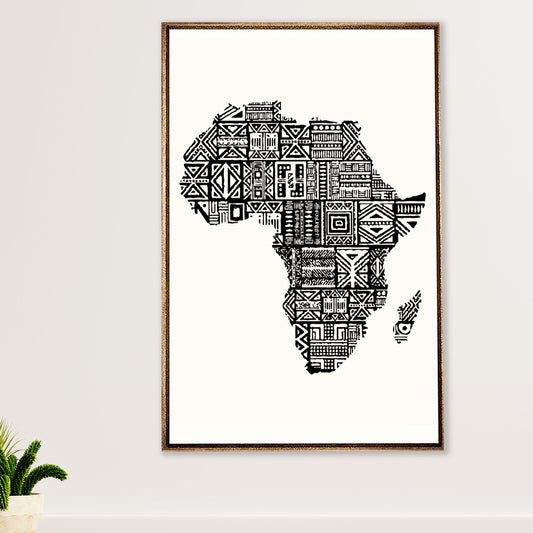 African American Afro Canvas Wall Art Prints | Africa Map | Gift for Black Girl