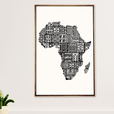 African American Afro Poster Prints | Africa Map | Wall Art Gift for Black Girl