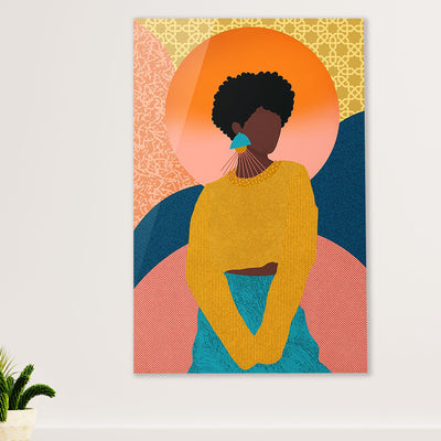 African American Afro Canvas Wall Art Prints | Black Girl Retro Art | Gift for Black Girl