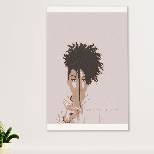 African American Afro Canvas Wall Art Prints | Crowned In Curls | Gift for Black Girl