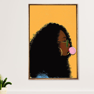 African American Afro Canvas Wall Art Prints | Girl Painting | Gift for Black Girl