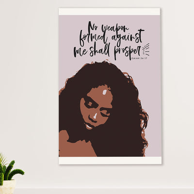 African American Afro Poster Prints | No Weapon Formed Against | Wall Art Gift for Black Girl