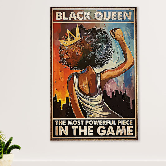 African American Afro Canvas Wall Art Prints | Black Queen | Gift for Black Girl