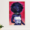African American Afro Canvas Wall Art Prints | Black Girl Painting Stars | Gift for Black Girl