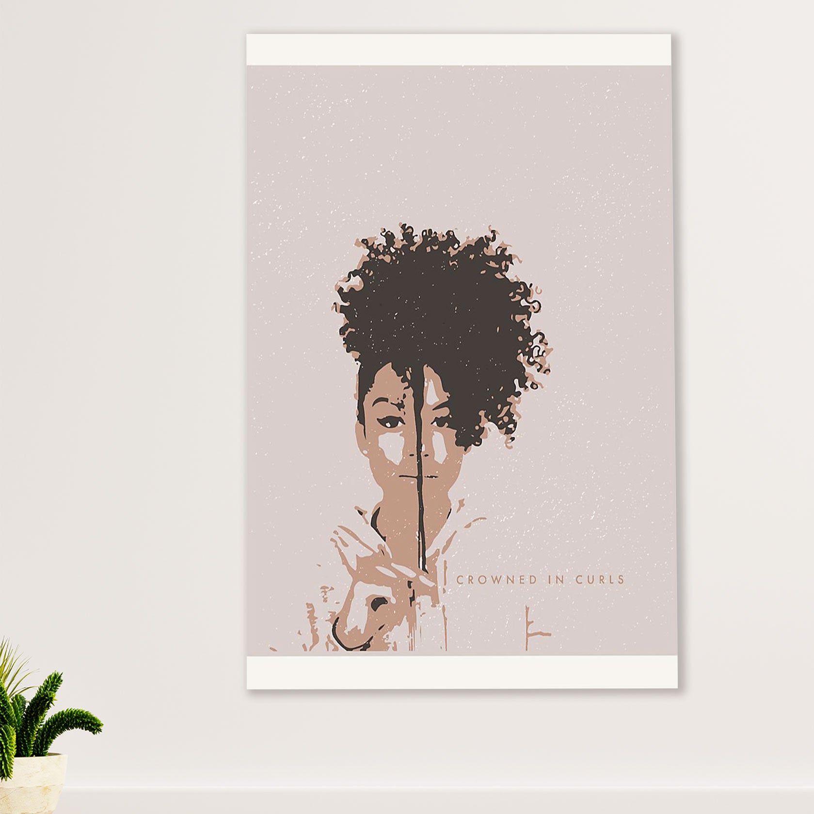 African American Afro Poster Prints | Crowned In Curls | Wall Art Gift for Black Girl