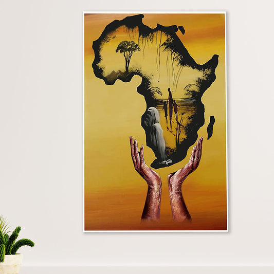 African American Afro Canvas Wall Art Prints | Africa Map Our Home | Gift for Black Girl