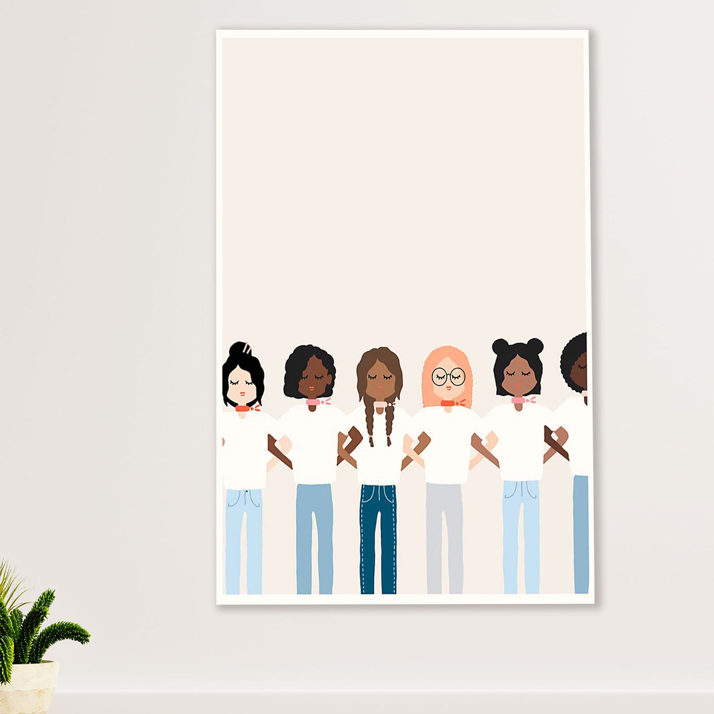 African American Afro Canvas Wall Art Prints | Girls With Different Colors | Gift for Black Girl