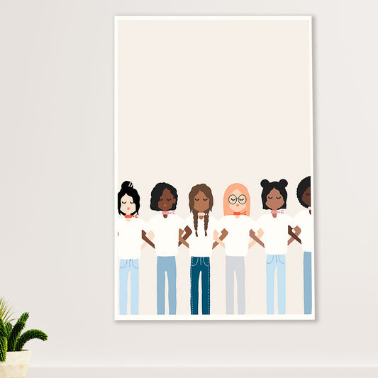 African American Afro Canvas Wall Art Prints | Girls With Different Colors | Gift for Black Girl