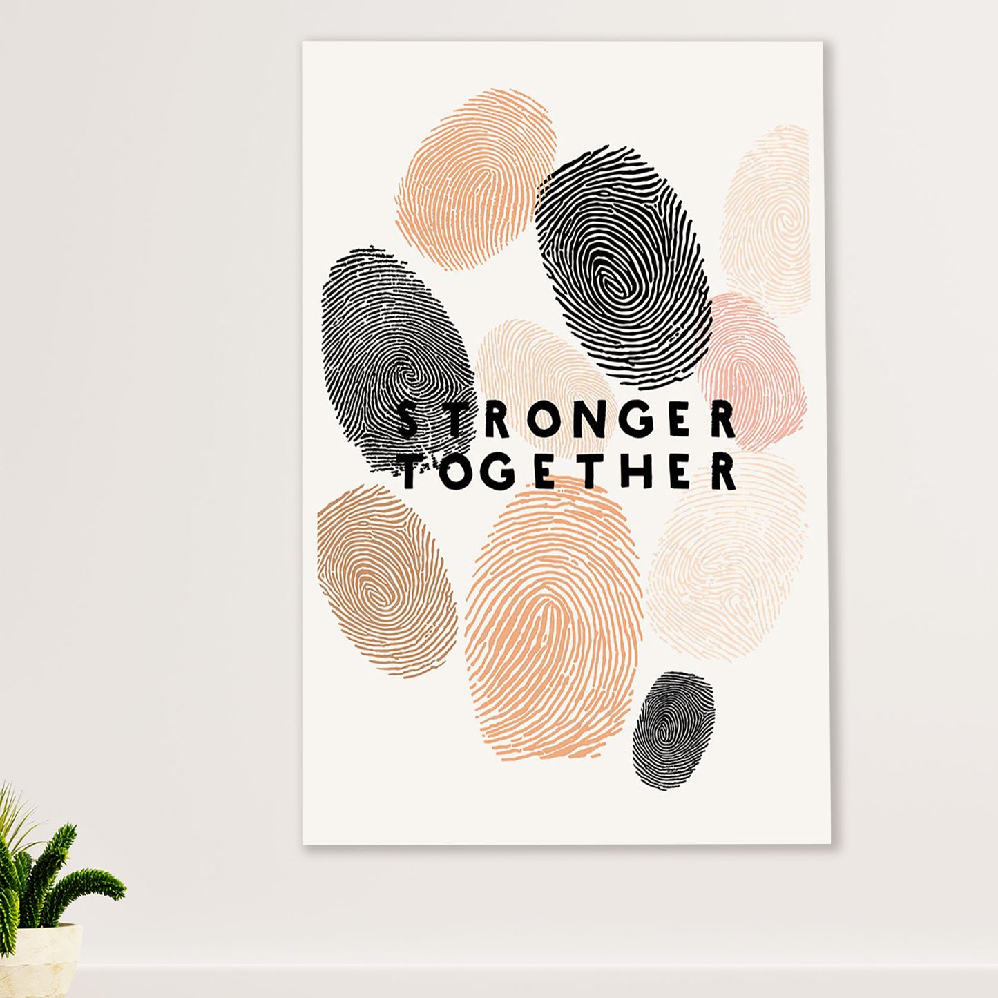 African American Afro Poster Prints | Stronger Together | Wall Art Gift for Black Girl