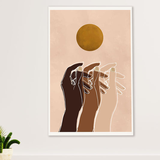 African American Afro Canvas Wall Art Prints | Abstract Hands | Gift for Black Girl