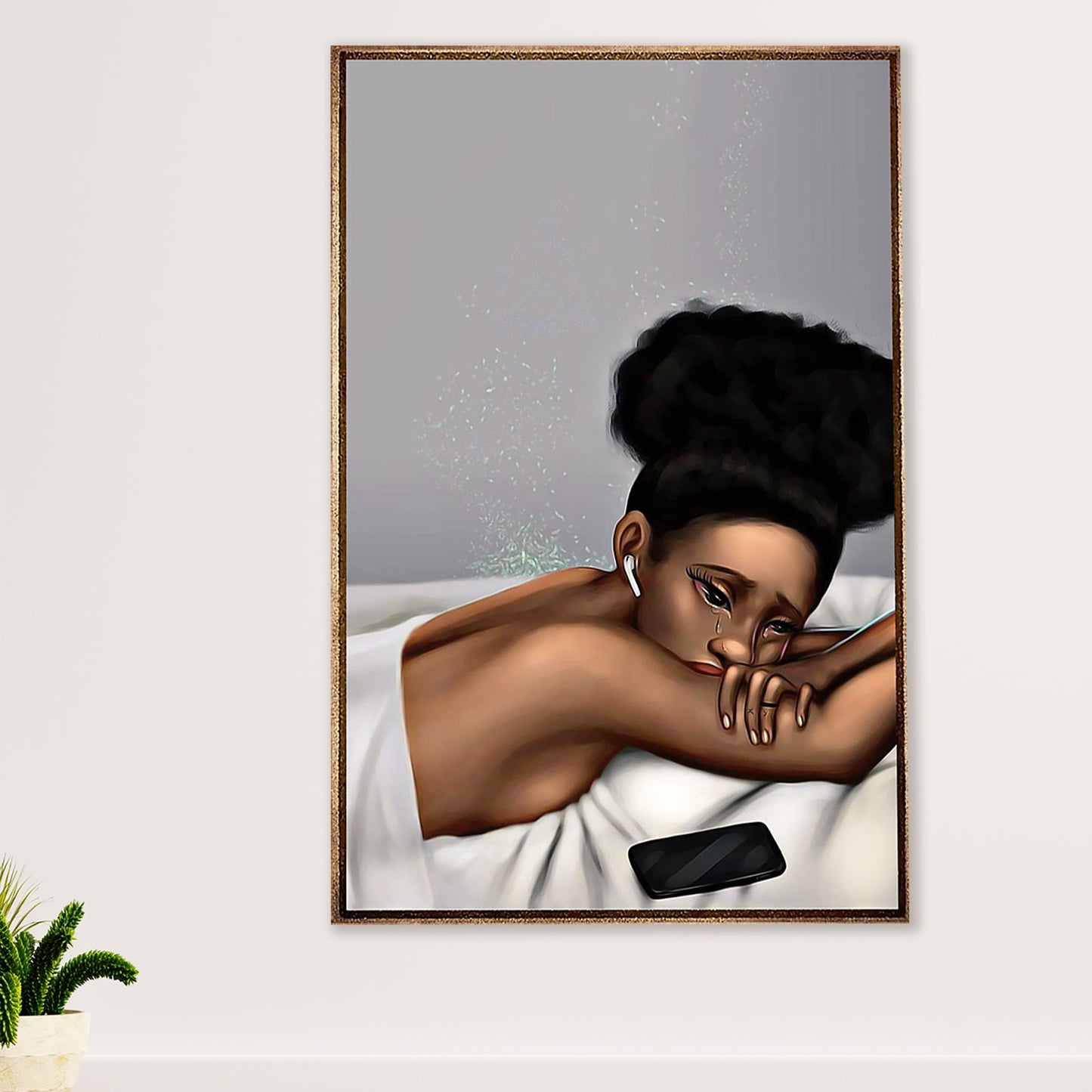 African American Afro Poster Prints | Girl Crying | Wall Art Gift for Black Girl