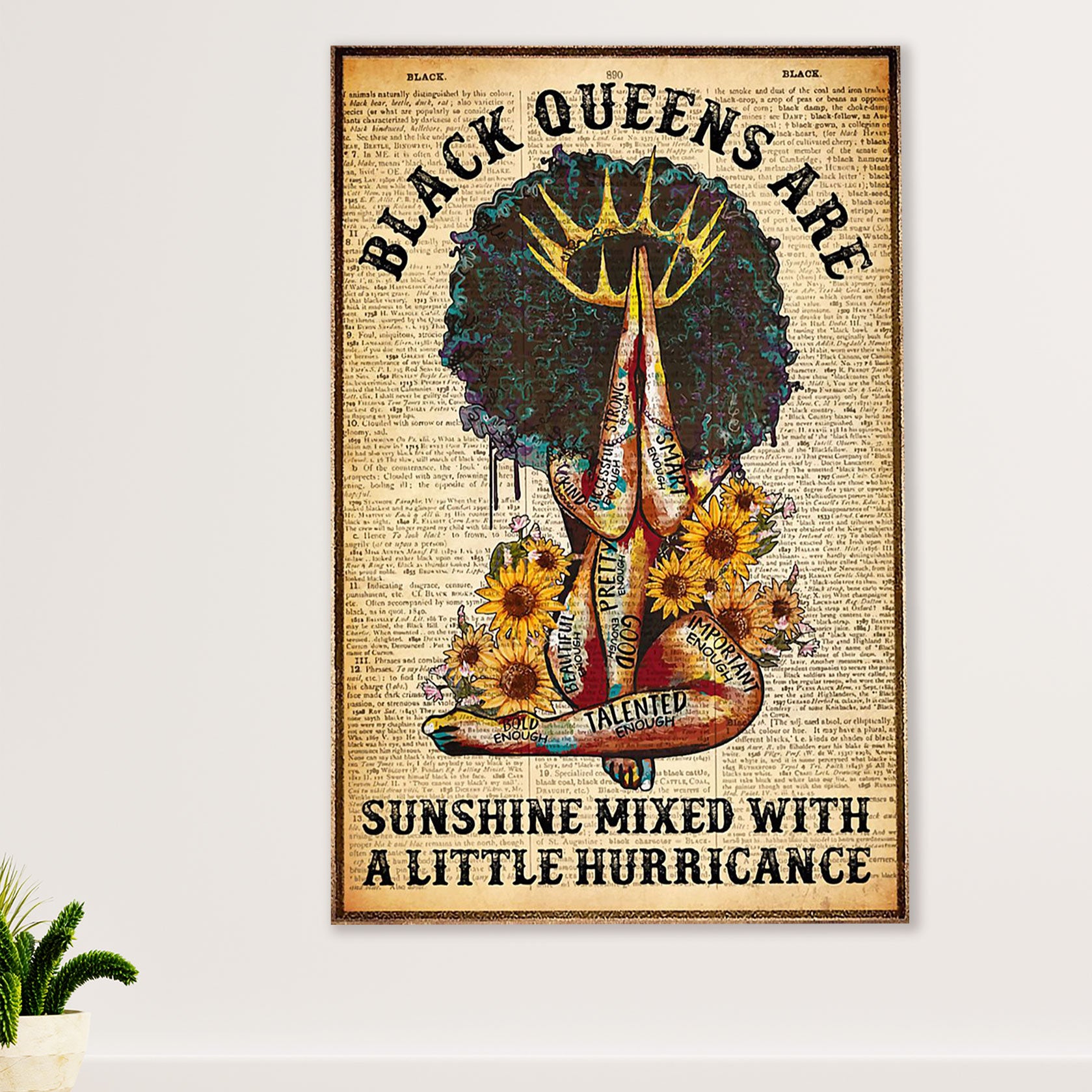 African American Afro Canvas Wall Art Prints | Black Queens Are | Gift for Black Girl