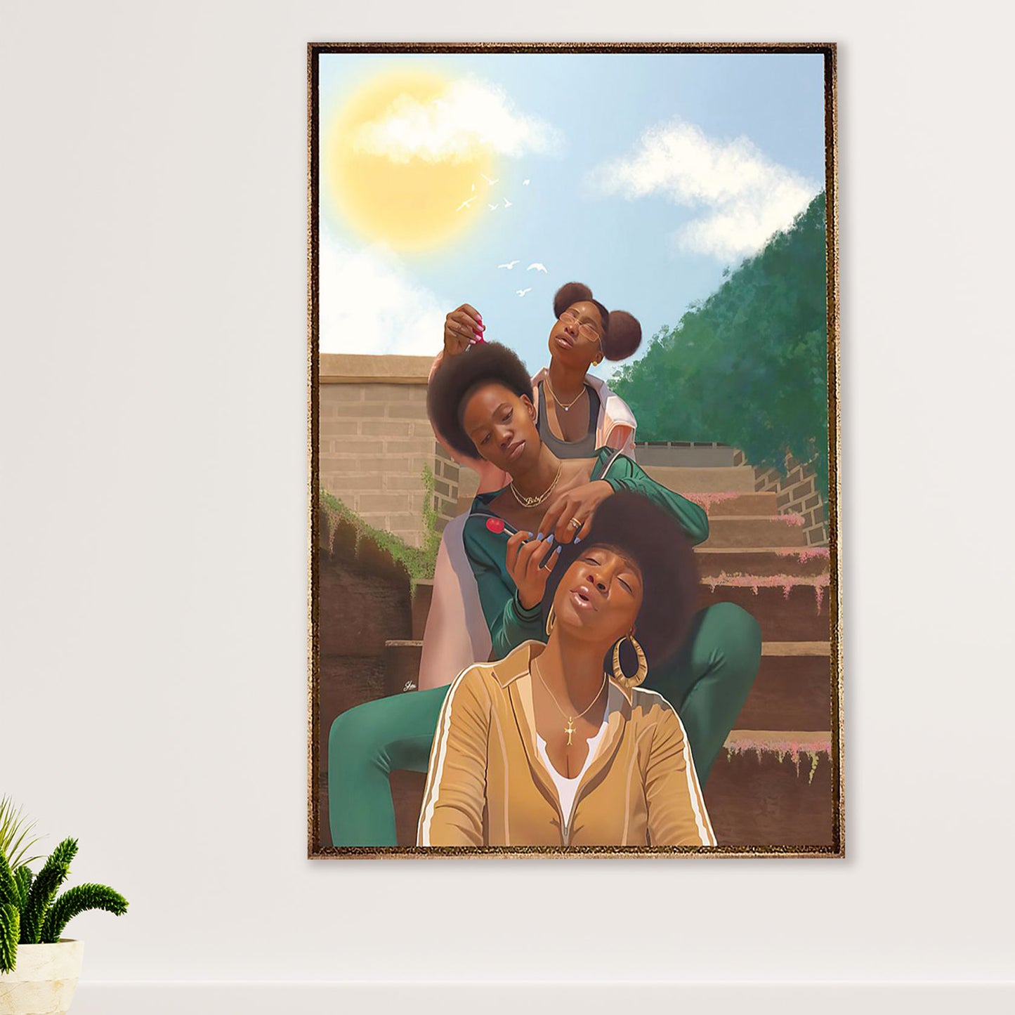 African American Afro Poster Prints | Girls Sister | Wall Art Gift for Black Girl