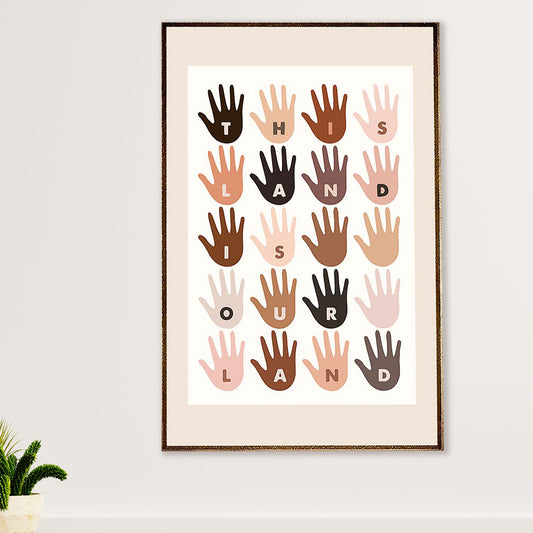 African American Afro Canvas Wall Art Prints | This Land Is Our Land | Gift for Black Girl
