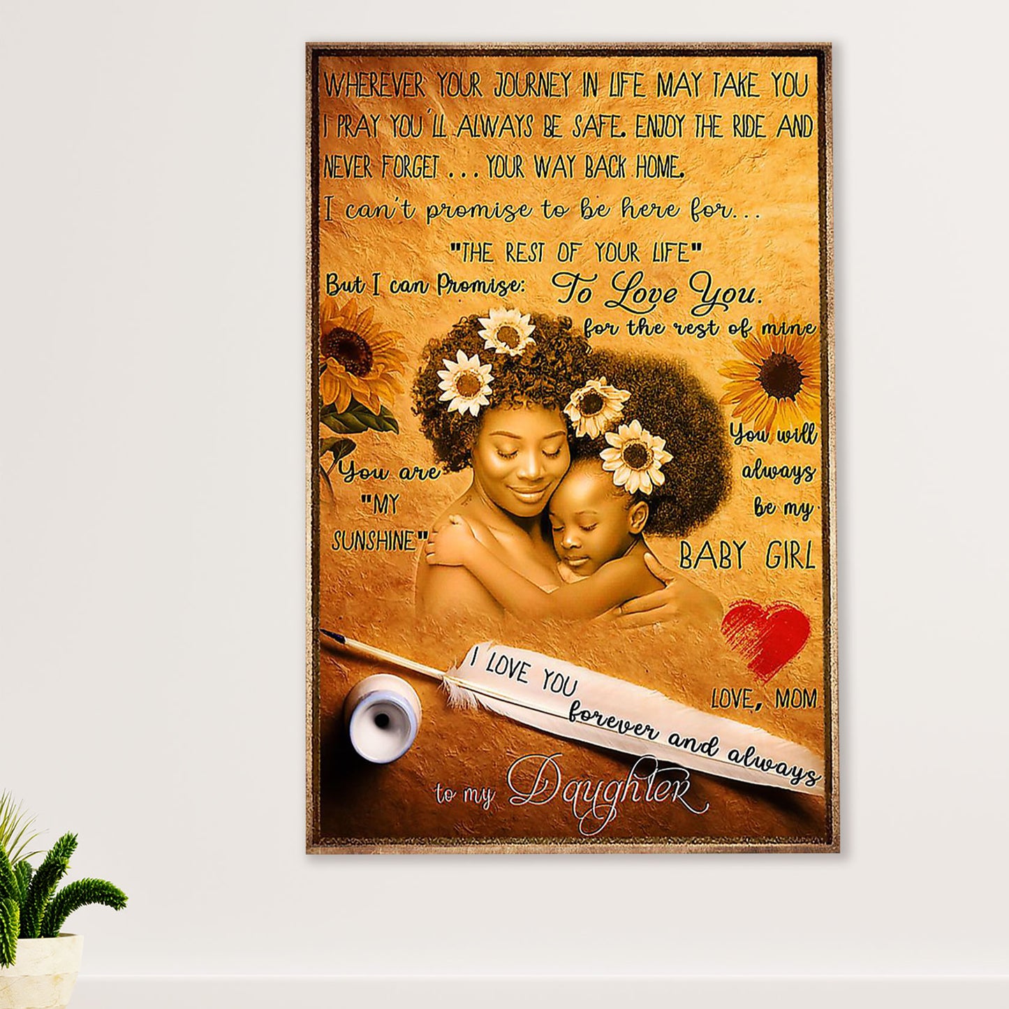 African American Afro Poster Prints | From Mom To Daughter | Wall Art Gift for Black Girl