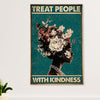African American Afro Canvas Wall Art Prints | Treat People With Kindness | Gift for Black Girl