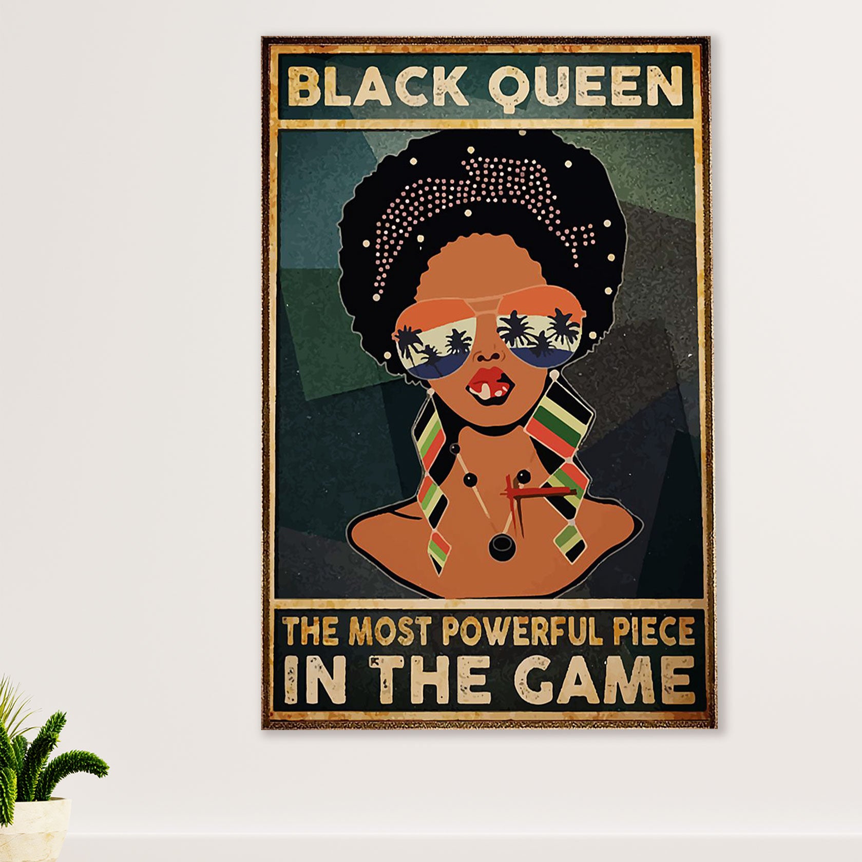 African American Afro Canvas Wall Art Prints | Black Queen | Gift for Black Girl