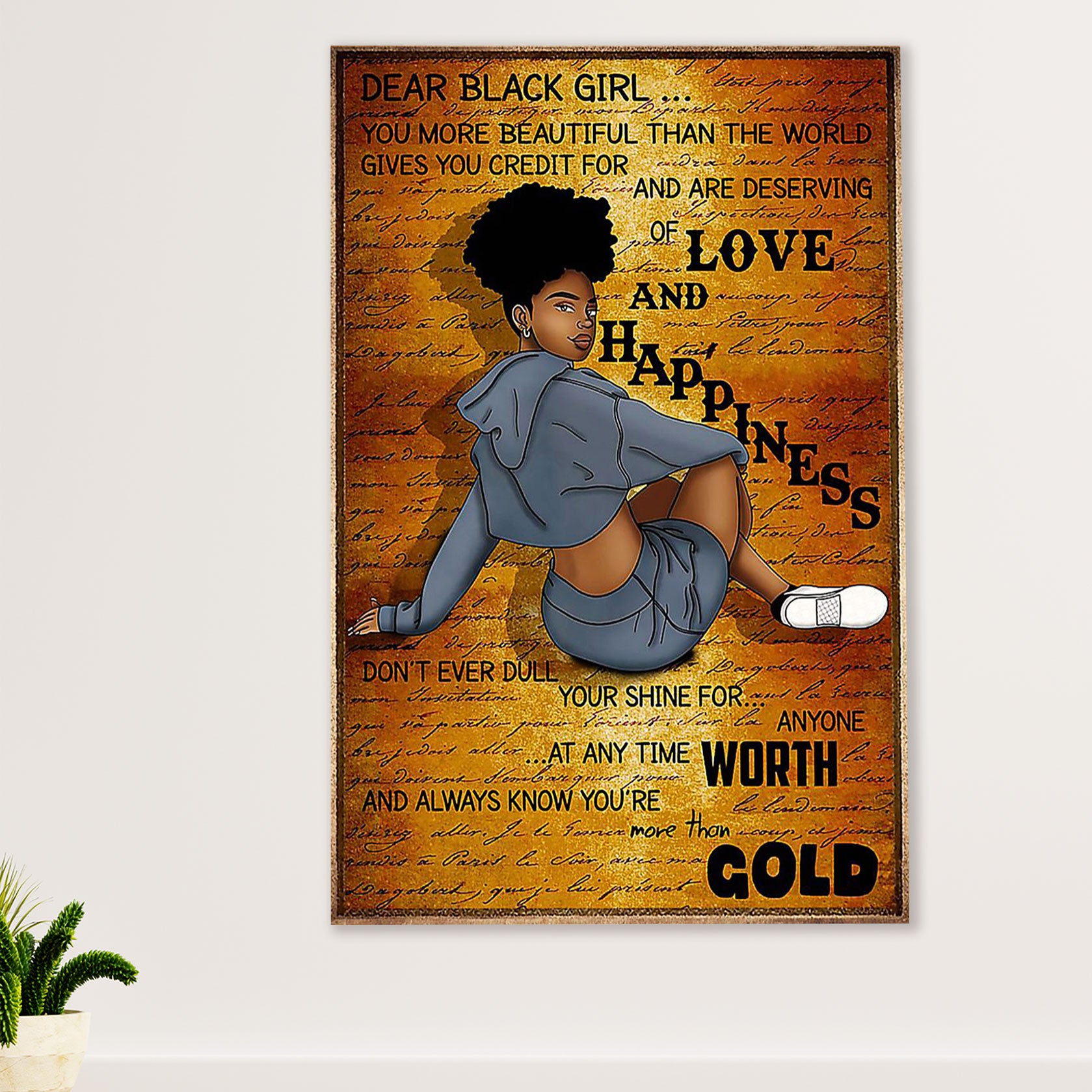 African American Afro Poster Prints | Dear Black Girl | Wall Art Gift for Black Girl