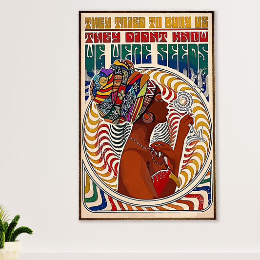 African American Afro Canvas Wall Art Prints | They Tried To Bury Us | Gift for Black Girl